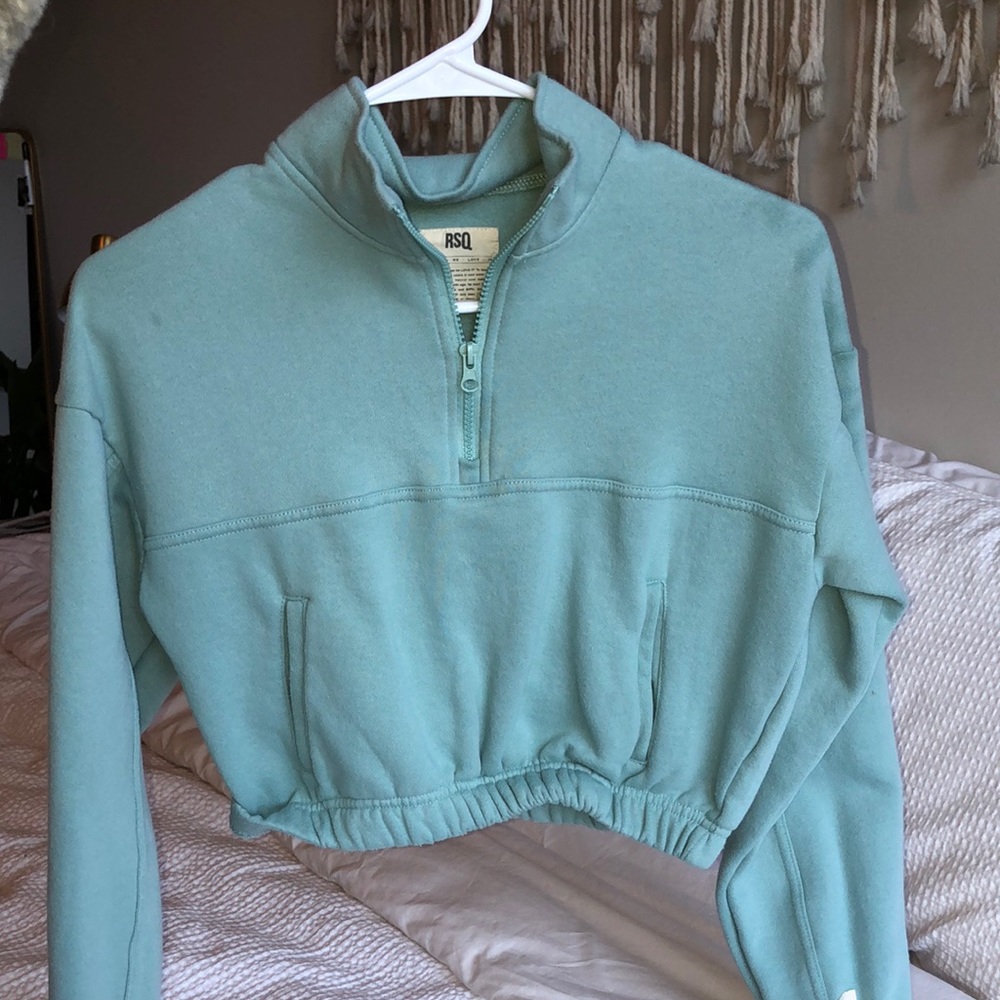 RSQ Mock Neck Womens Blue Zip Sweatshirt